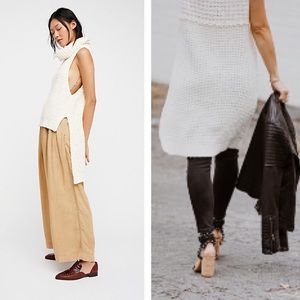 Free People Cream Cowl Neck Sweater